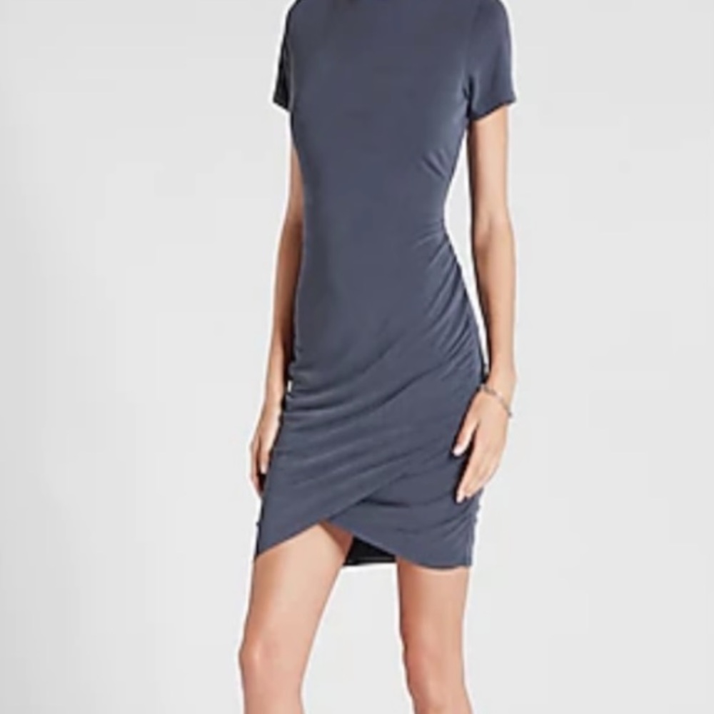 Silky Sueded Jersey Ruched T-Shirt Dress